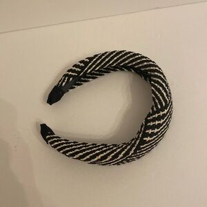 NWOT Black White Silver Boho Wide Thick Woven Headband Minimalist